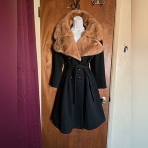 Wool and Mink fur vintage dress coat